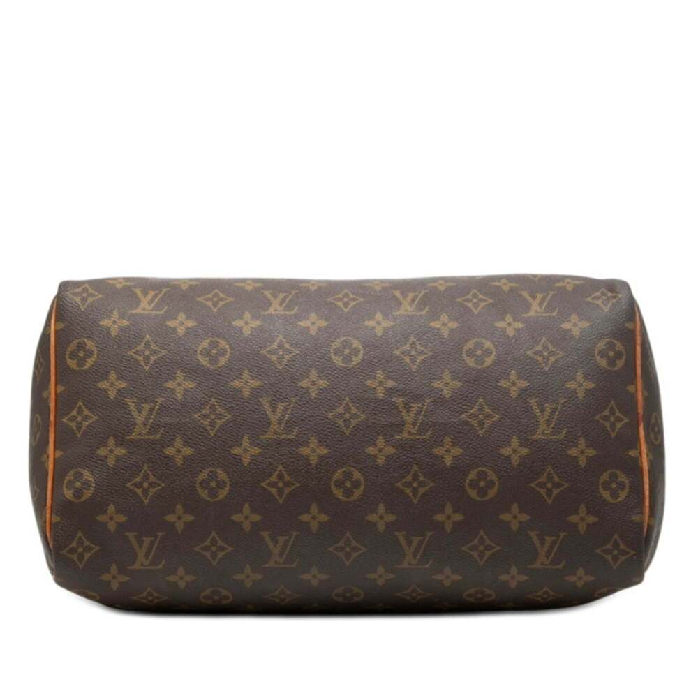 LOUIS VUITTON Authentic Brown Monogram Leather Speedy 35 Boston Bag - Picture 3 of 8